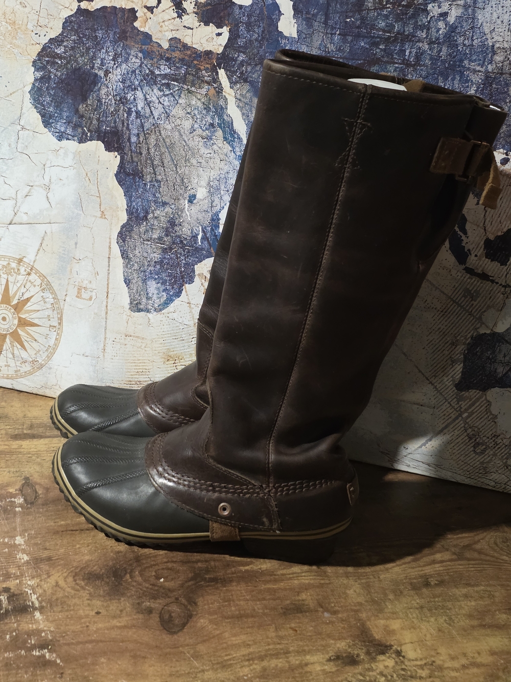 Sorel Slumpack Brown Leather and Rubber Tall Riding Boots - Picture 7 of 13